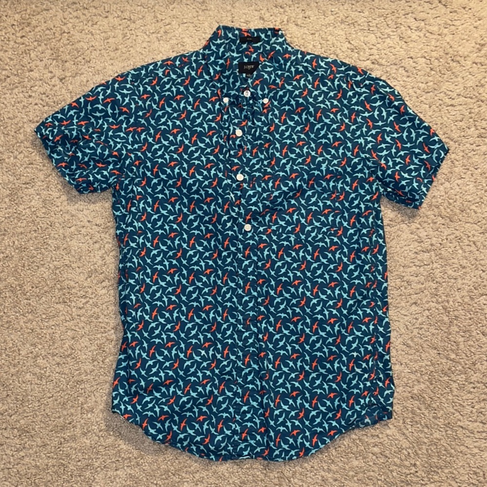 J Crew Factory Blue Bird Button Down Shirt